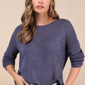 Lulus Positive Affirmations Blue Loose Knit Sweater - Size M